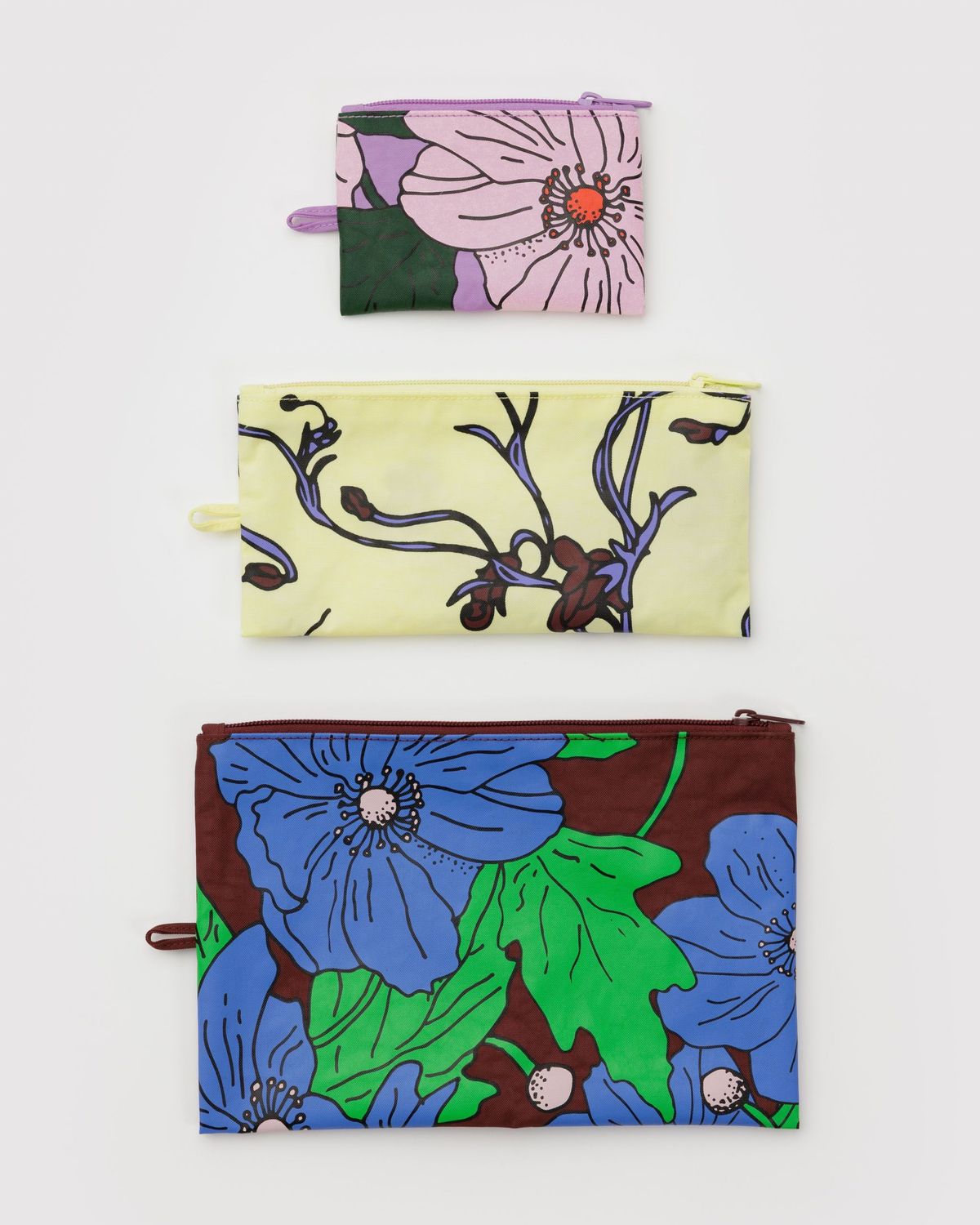 Baggu Flat Pouch Set Poppy Mix