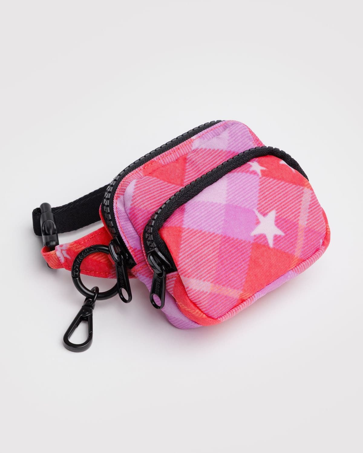 Baggu Bag Charm Fanny Pack Pink Star Plaid