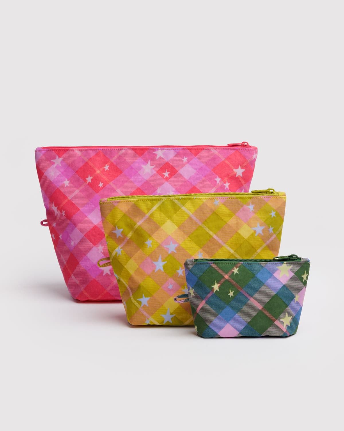 Baggu Go Pouch Set Star Plaid