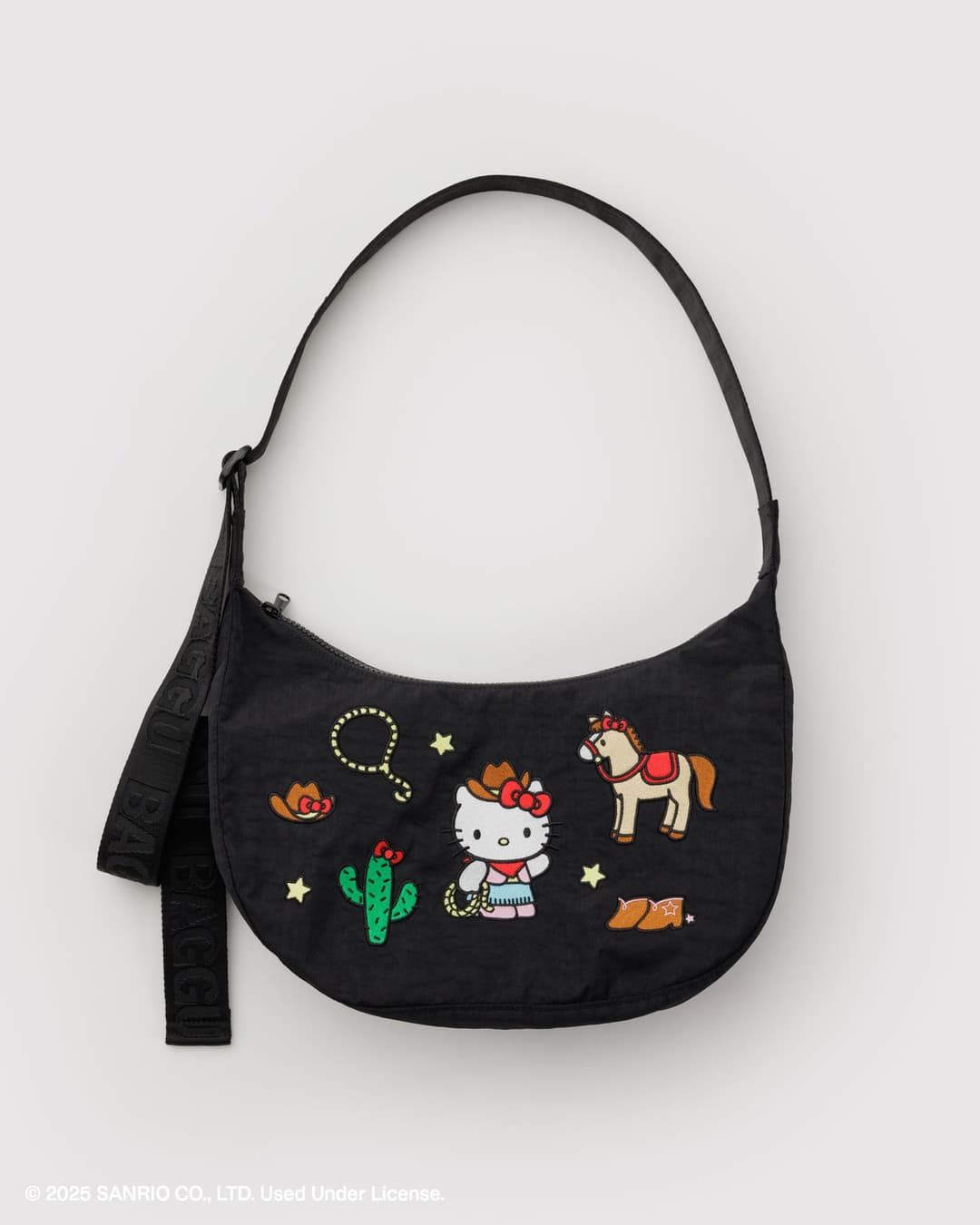 Baggu Medium Nylon Crescent Bag Embroidered Hello Kitty Western