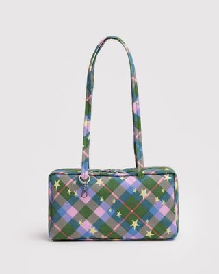 Baggu Nylon Bowler Bag Green Star Plaid
