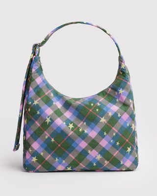 Baggu Nylon Shoulder Bag Green Star Plaid