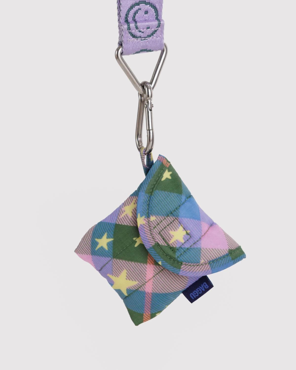 Baggu Puffy Earbuds Case Green Star Plaid