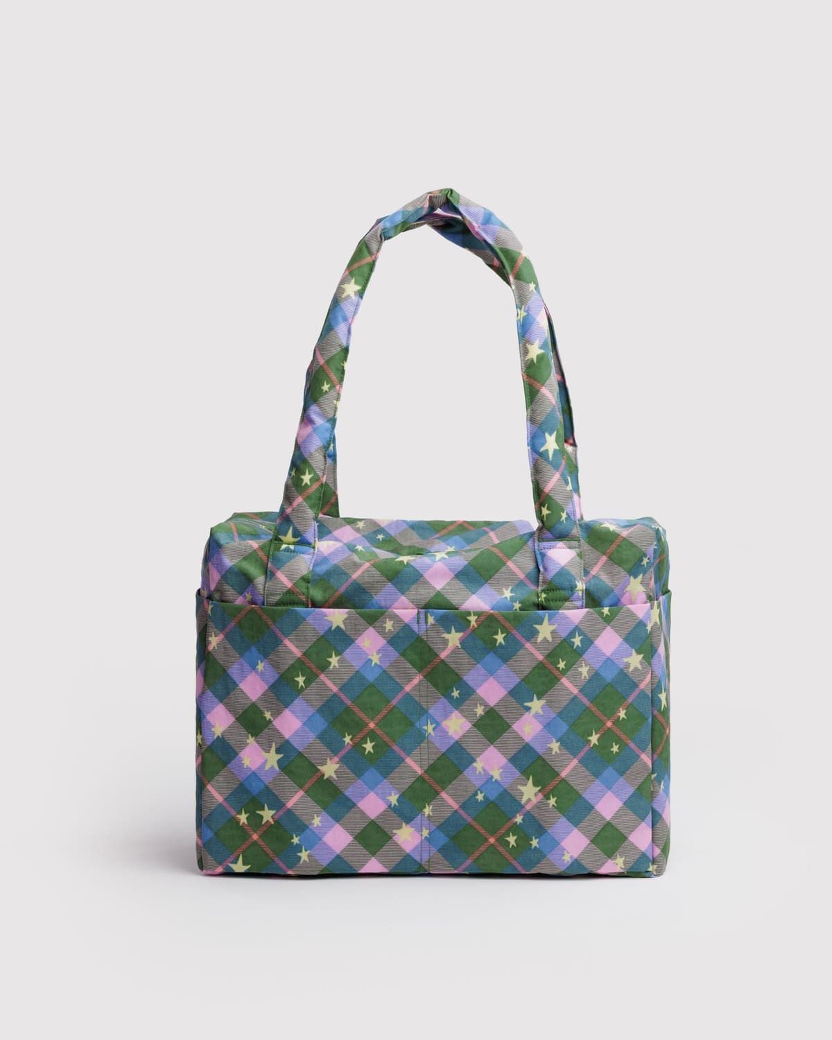 Baggu Small Cloud Carry-On Green Star Plaid