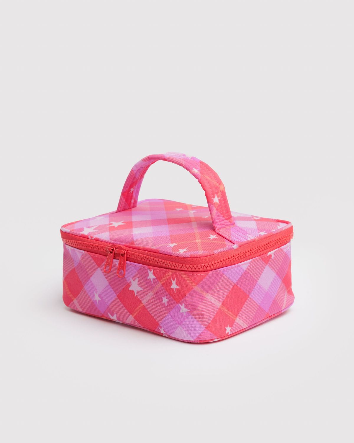 Baggu Small Cosmetic Case Pink Star Plaid