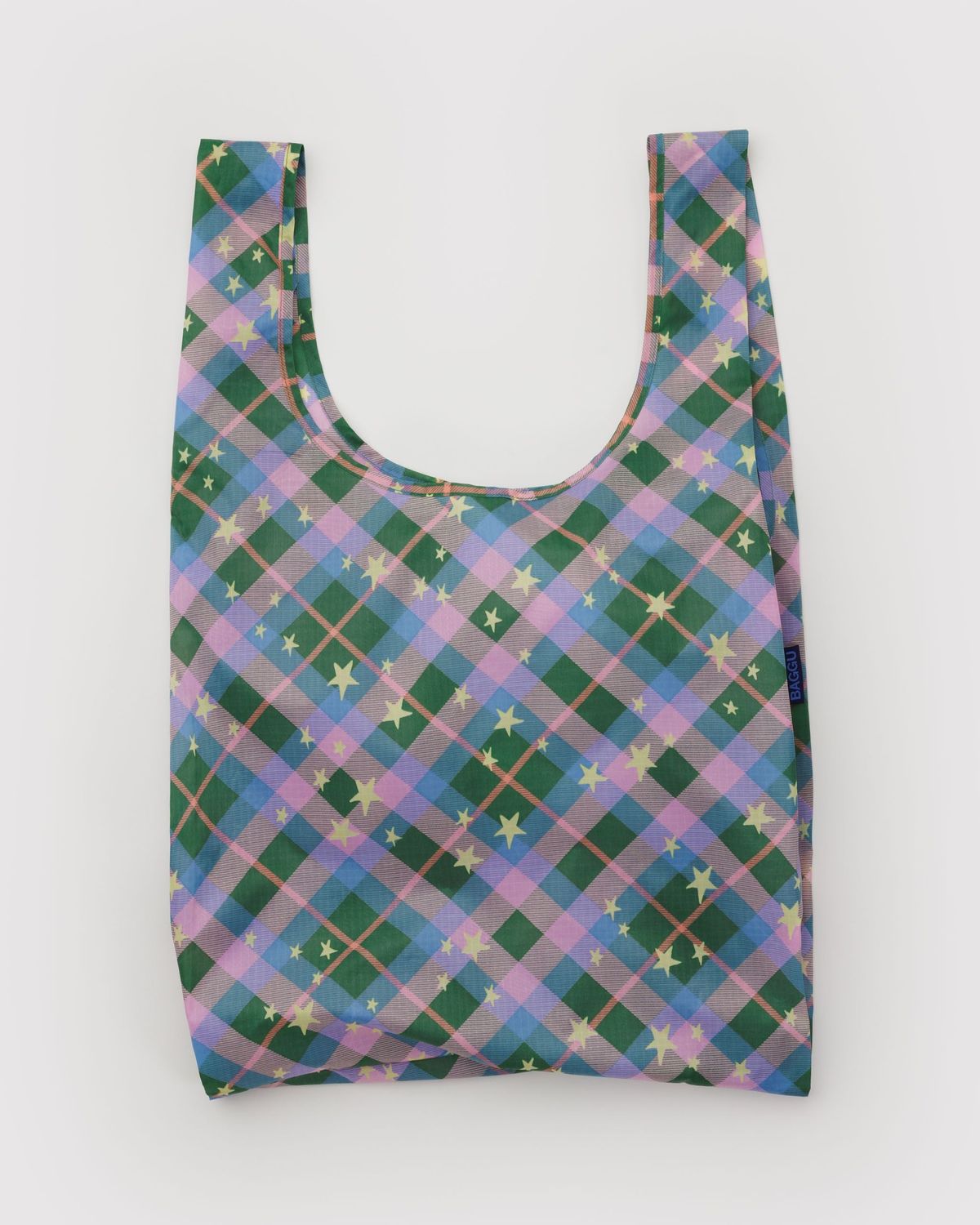 Baggu Reusable Bag Standard Green Star Plaid