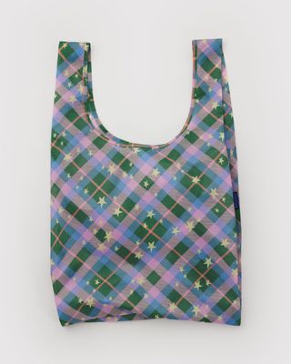 Baggu Reusable Bag Standard Green Star Plaid