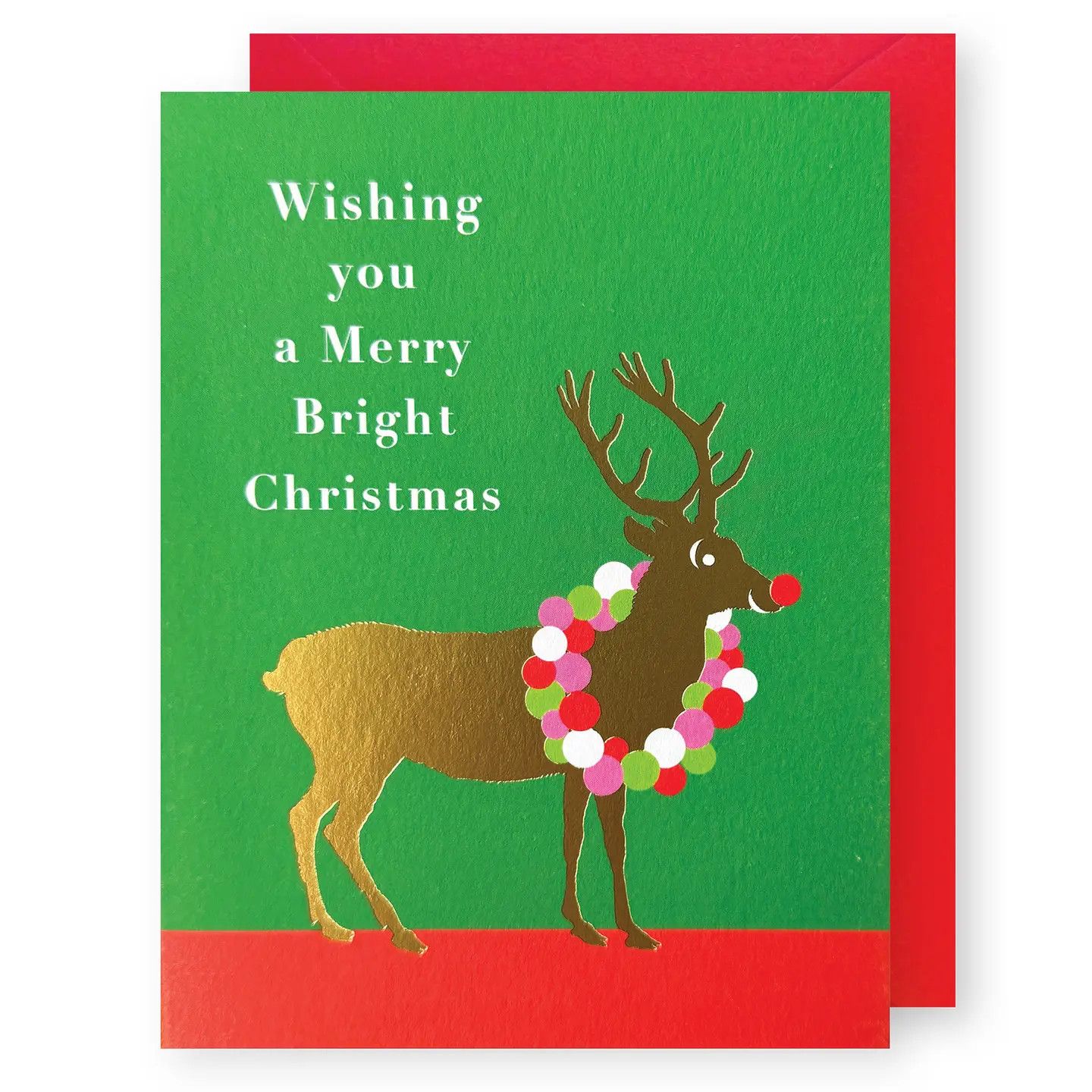 Reindeer Wreath Christmas Card