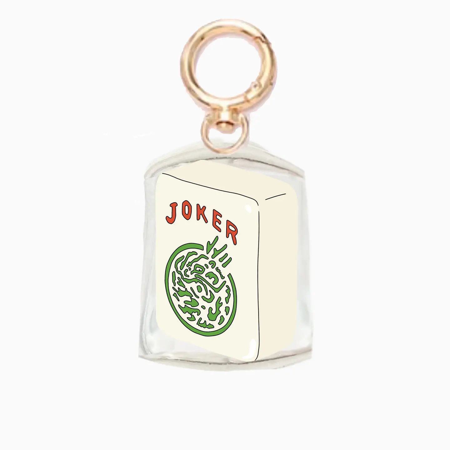 Single Tile Mahjong Shaker Acrylic Bag Charm Keychain