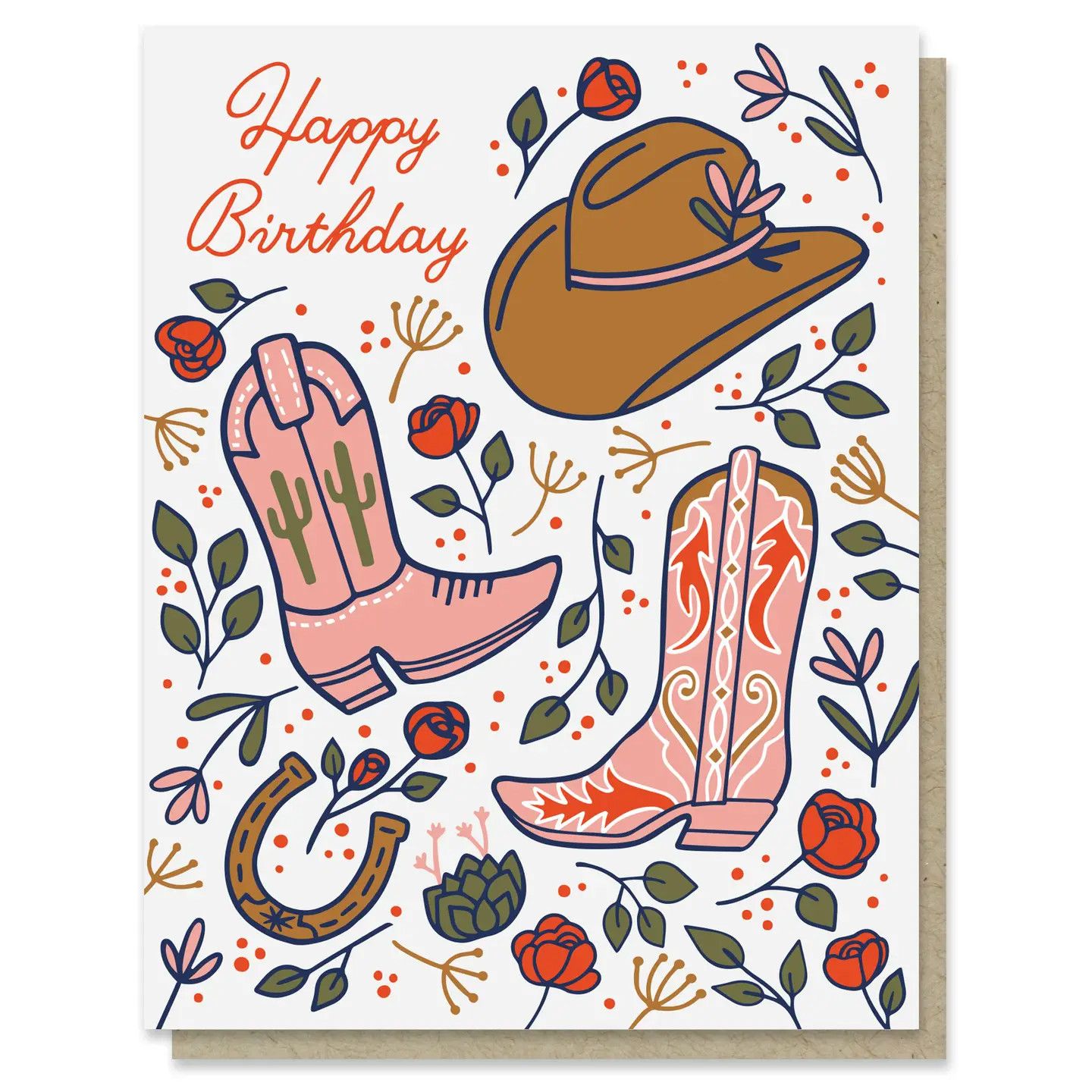 Western Rose Birthday Card