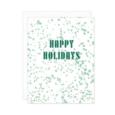 Green Splatterware Happy Holidays Card
