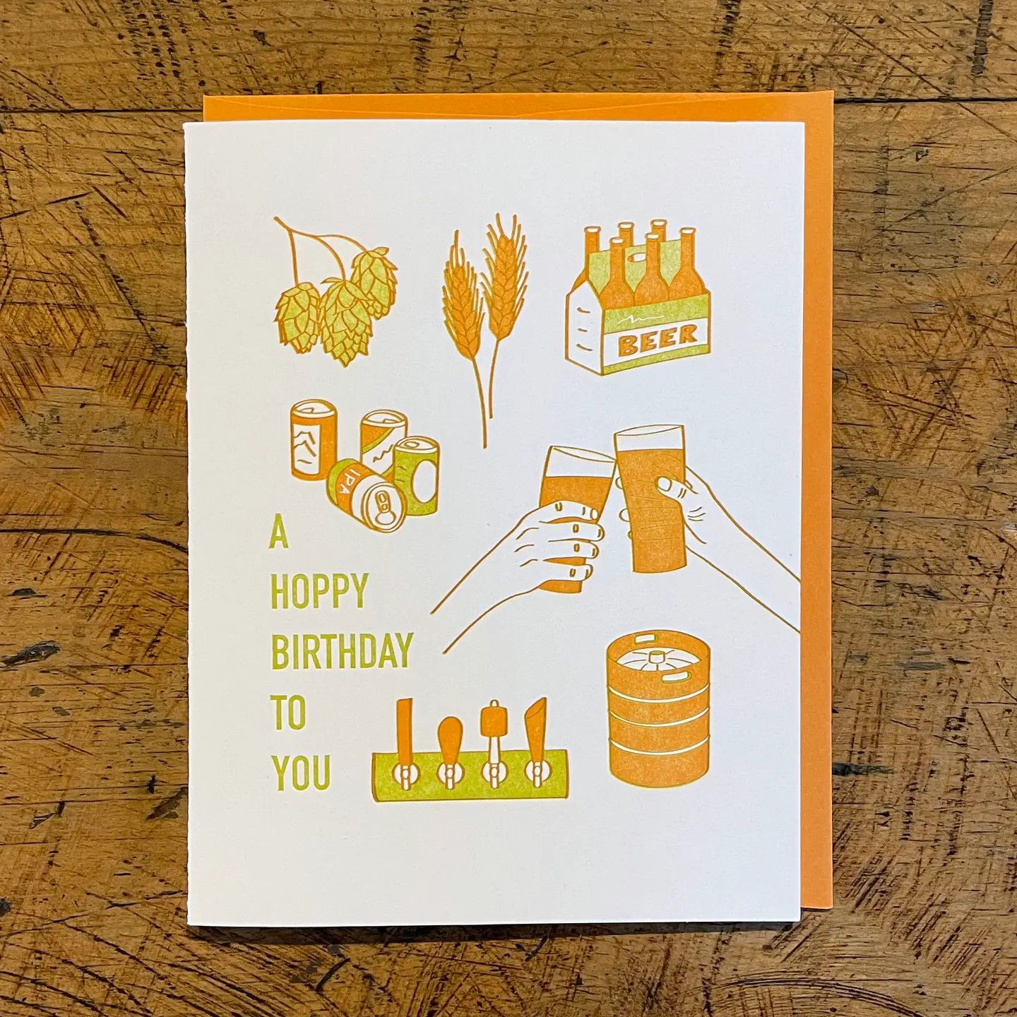 Hoppy Beer Birthday Letterpress Card