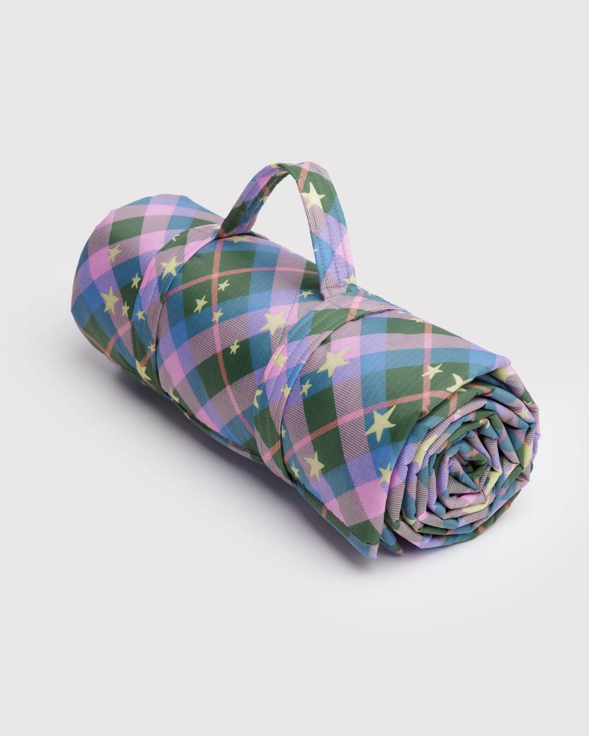 Baggu Puffy Picnic Blanket Green Star Plaid