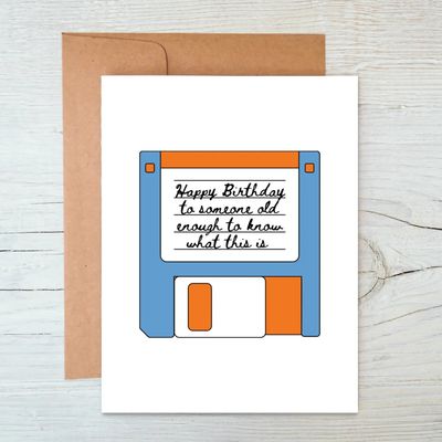 Funny 90s Retro Birthday Card - Floppy Disk