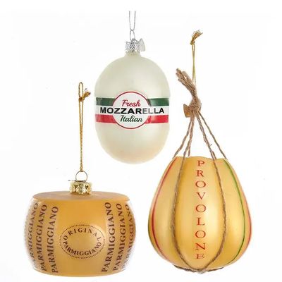 Italian Cheese Glass Ornament, 3 Assorted