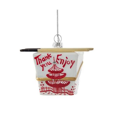 Chinese Take-Out Box Glass Ornament