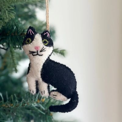 Felt Stitched Tuxedo Cat Ornament