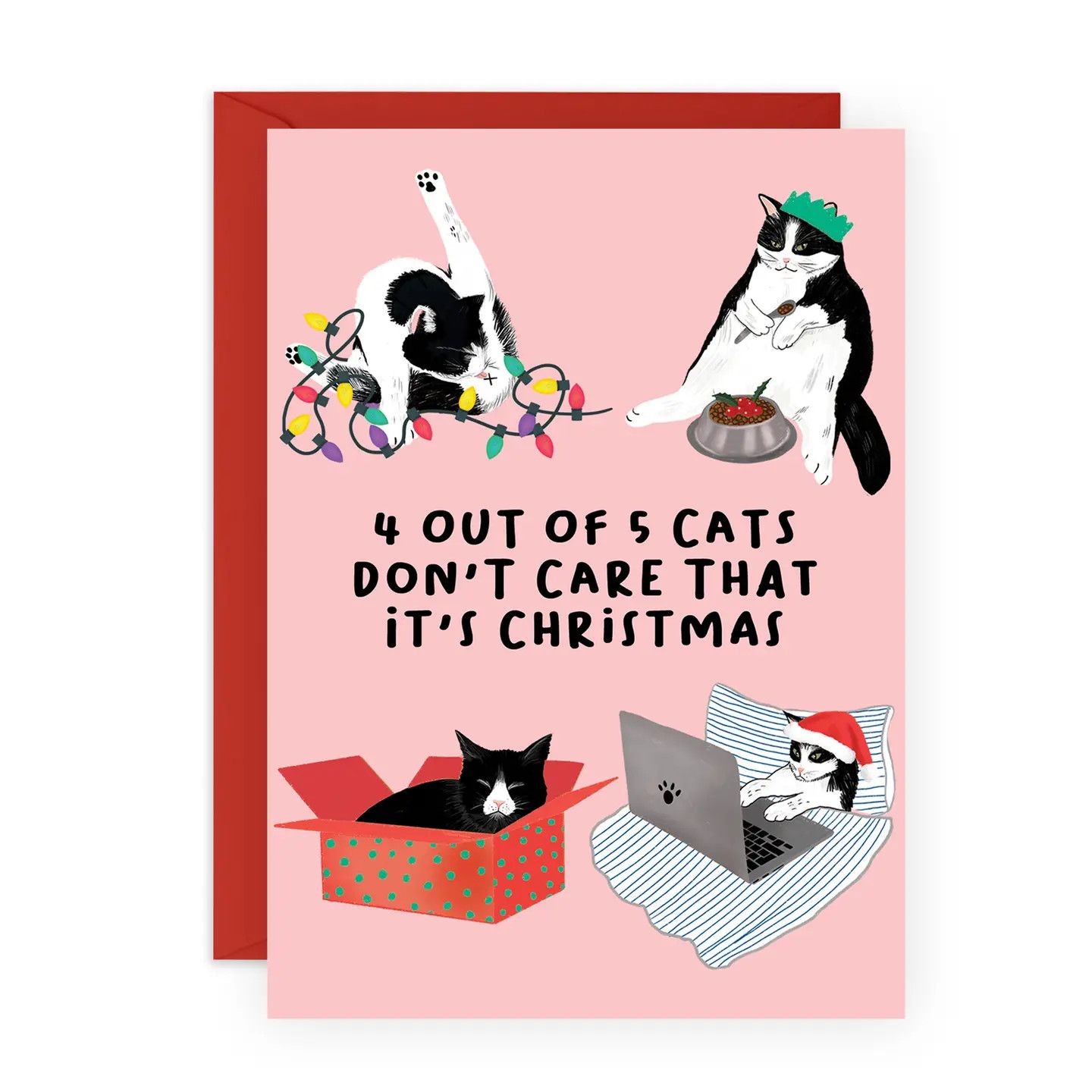 4 Out of 5 Cats Don&#39;t Care Christmas Card