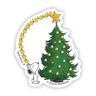Peanuts® Snoopy And Woodstock Decorating A Christmas Tree Sticker