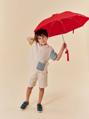 Kids Eco-Friendly Duckling Wood Umbrella Red