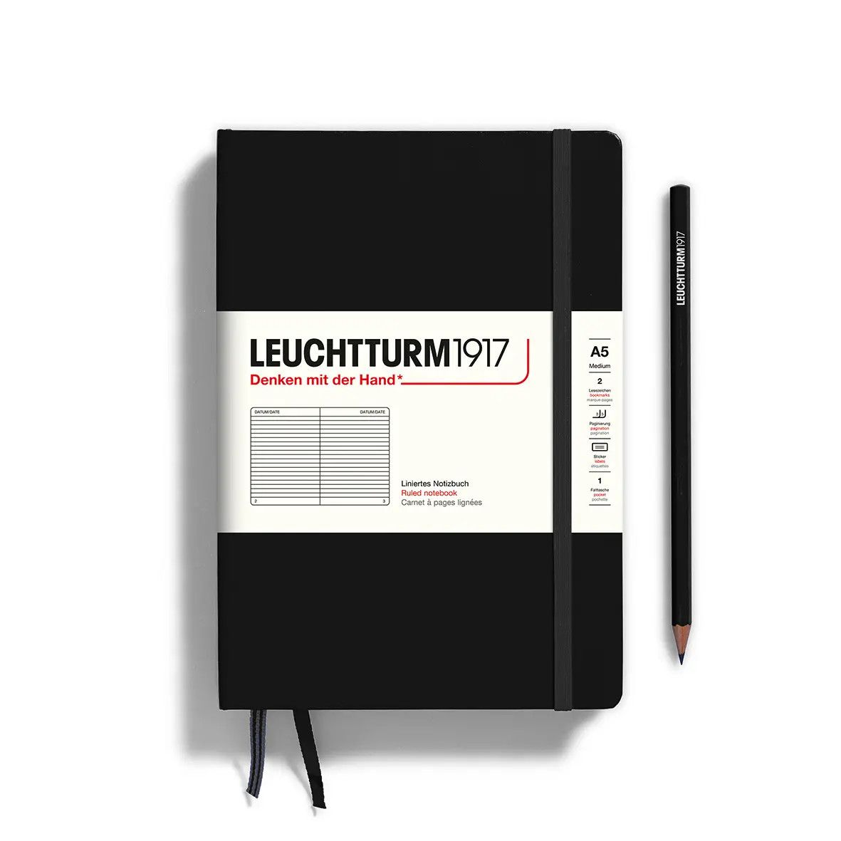 Hardcover Ruled Notebook Black Medium A5