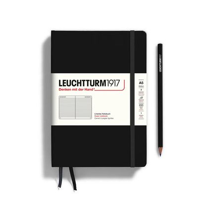 Hardcover Ruled Notebook Black Medium A5