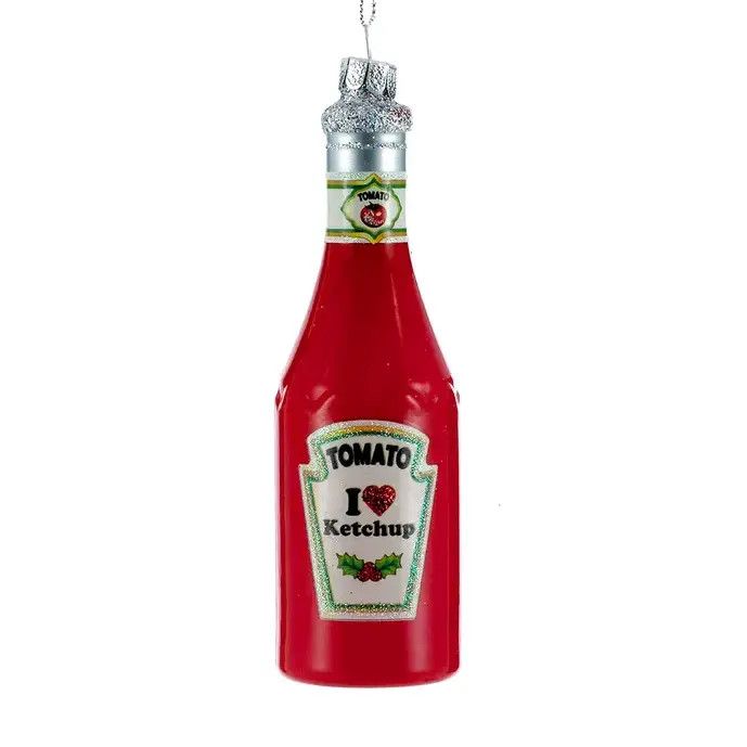 5.5&quot;Glass Ketchup Christmas Ornament
