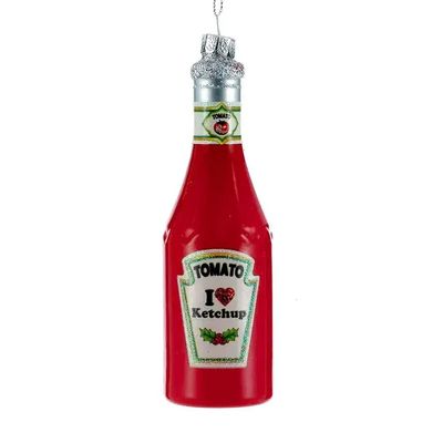 5.5&quot;Glass Ketchup Christmas Ornament