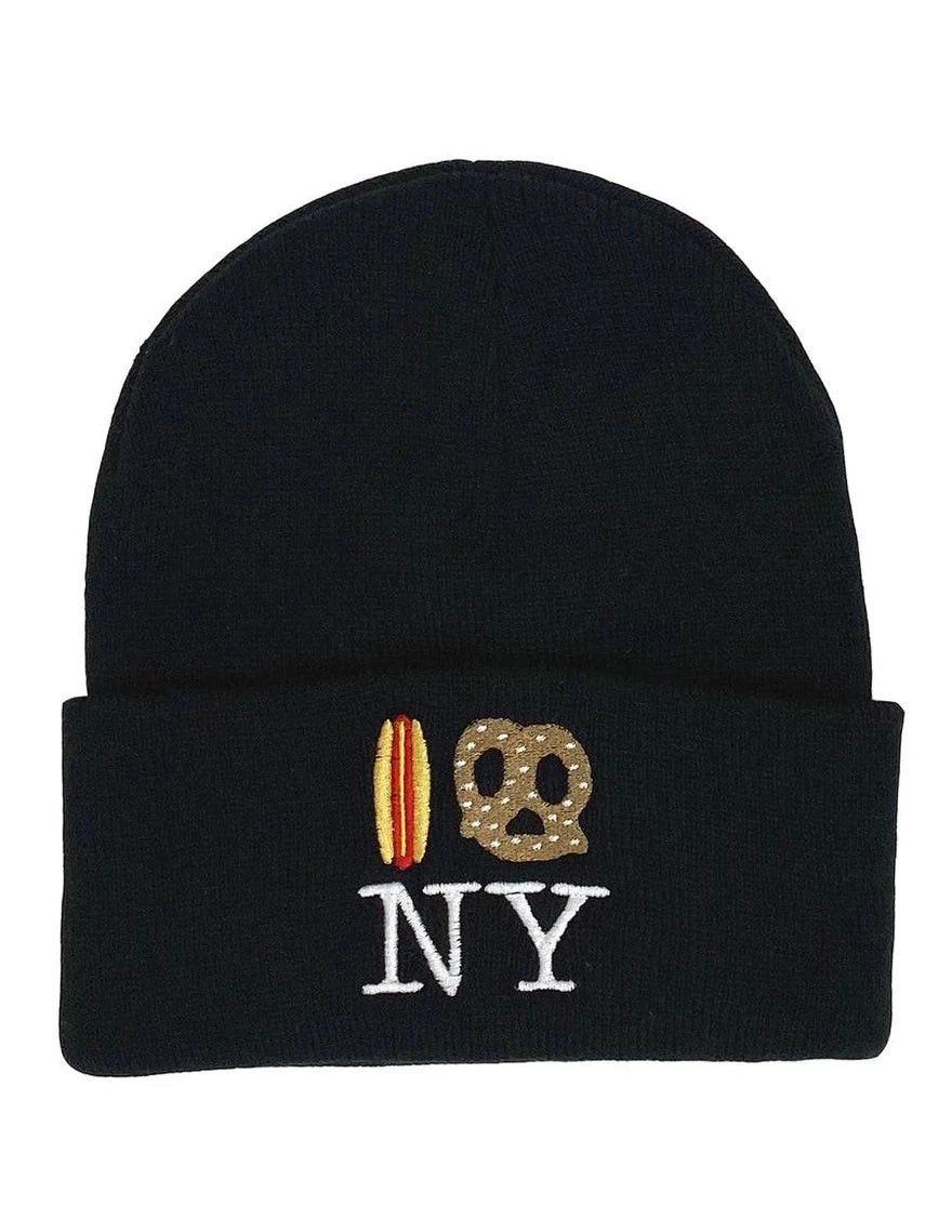 Hot Dog Pretzel Ny Knit Beanie Black