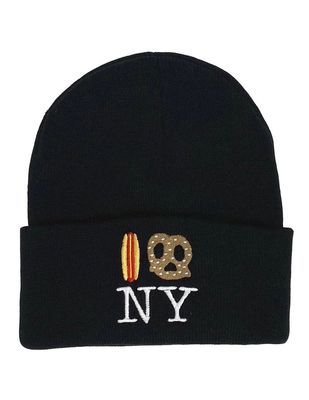 Hot Dog Pretzel Ny Knit Beanie Black