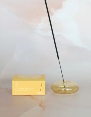 Bubble Glass Incense Holder Goldenrod Translucent