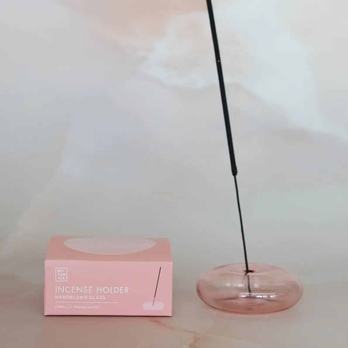 Bubble Glass Incense Holder Coral Pink