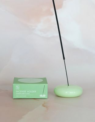 Bubble Glass Incense Holder Jade Milk Glass