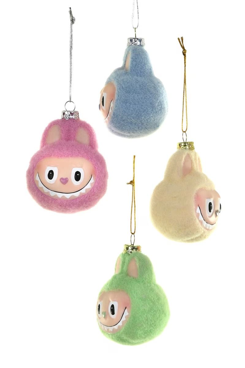 Fuzzy Monsters Face 4 Assorted Ornament