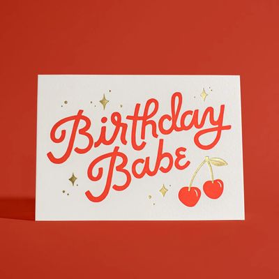 Birthday Babe Letterpress and Gold Foil Greeting Card