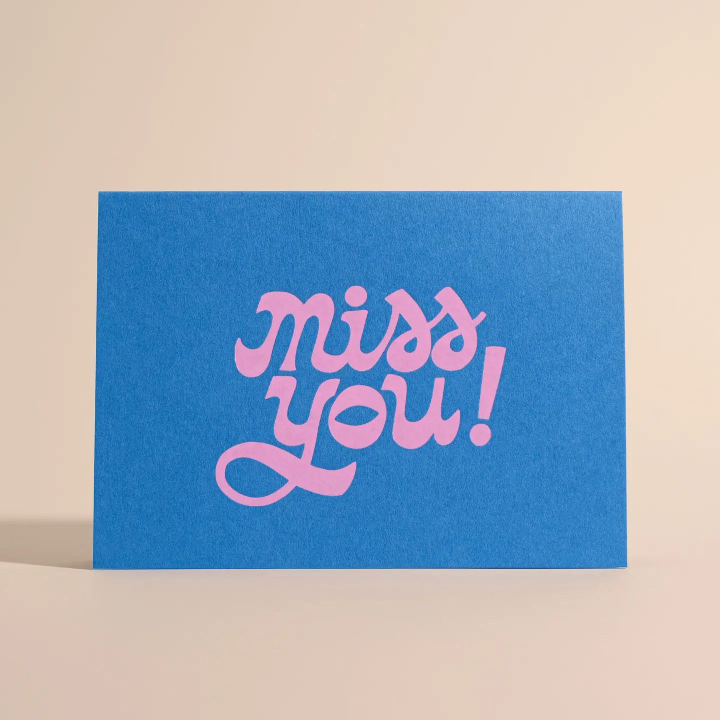 Miss You Pink Foil Letterpress Greeting Card