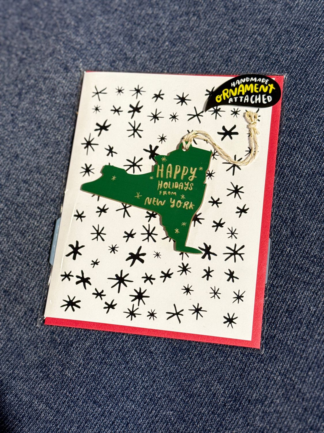 Happy Holidays from New York Ornament W/Card GREEN