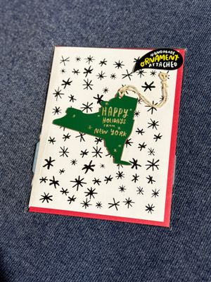 Happy Holidays from New York Ornament W/Card GREEN