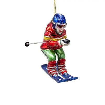 4.3&quot; Glass Skier Ornament