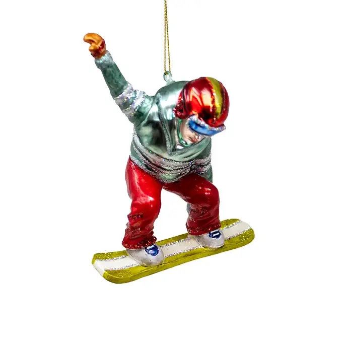 4.6&quot; Glass Snowboarder Ornament