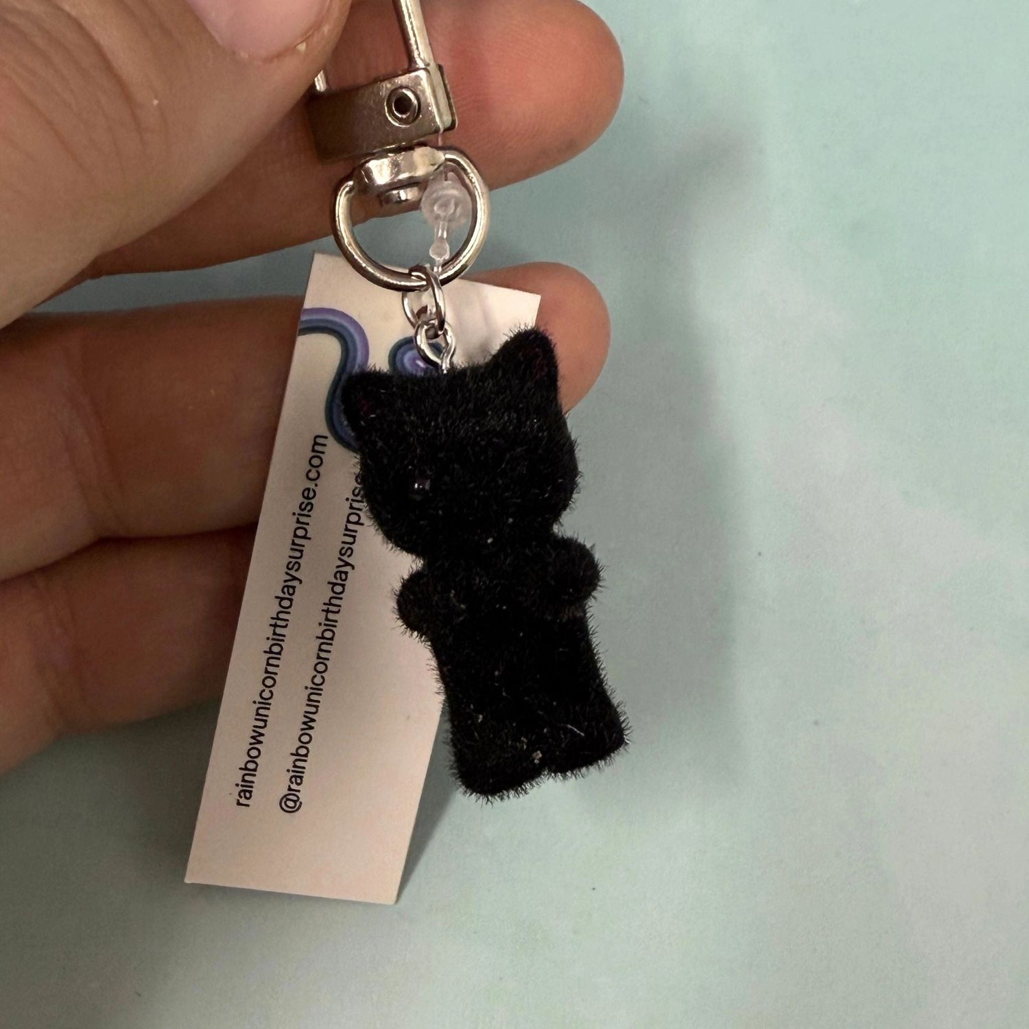 Mini Plush Cat Bag Charm Black