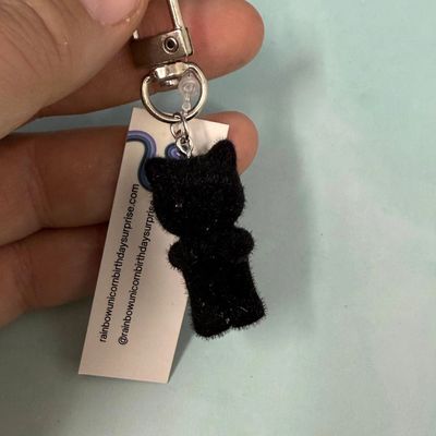 Mini Plush Cat Bag Charm Black