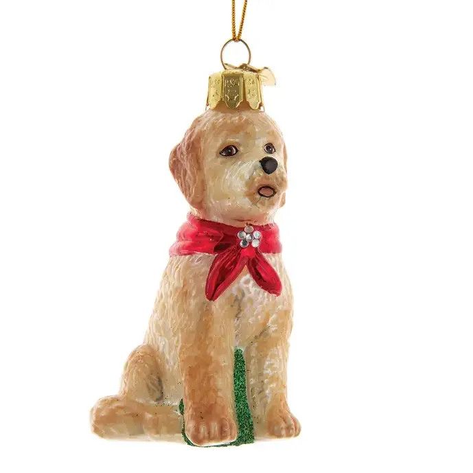 3.5&quot;Nbl Gem Goldendoodle Glass Orn