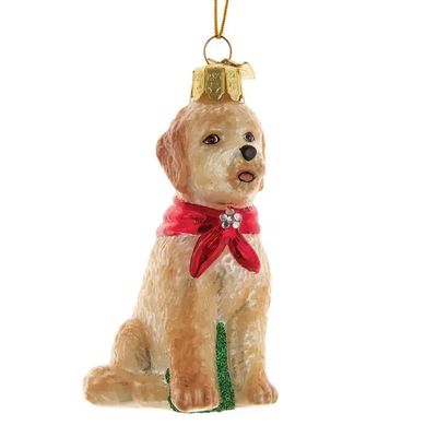 3.5&quot;Nbl Gem Goldendoodle Glass Orn
