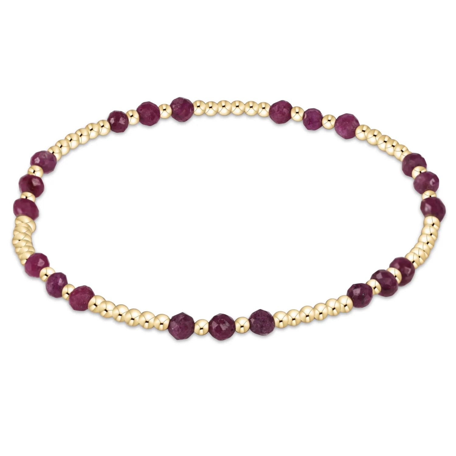 enewton gemstone gold sincerity pattern 3mm bead bracelet - ruby