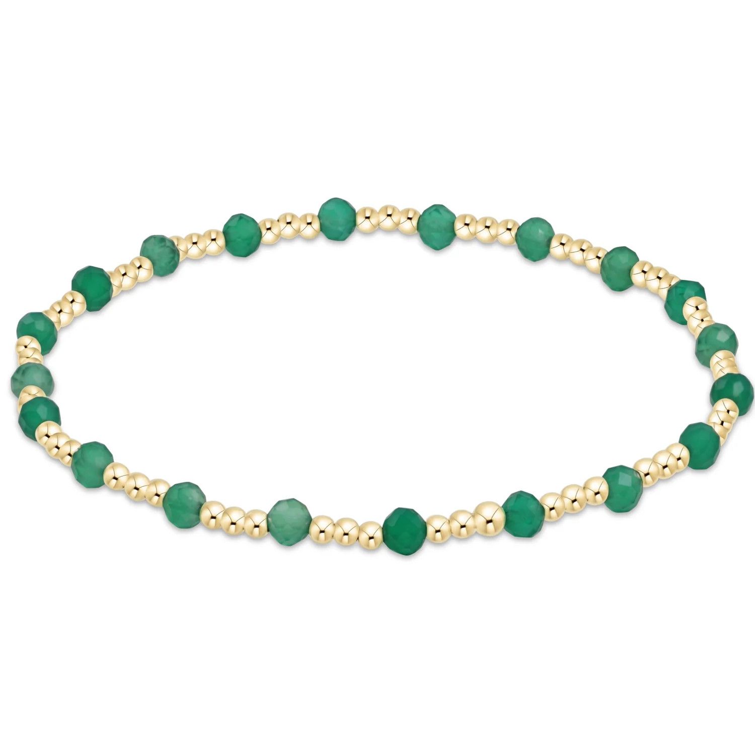 enewton gemstone gold sincerity pattern 3mm bead bracelet - green onyx