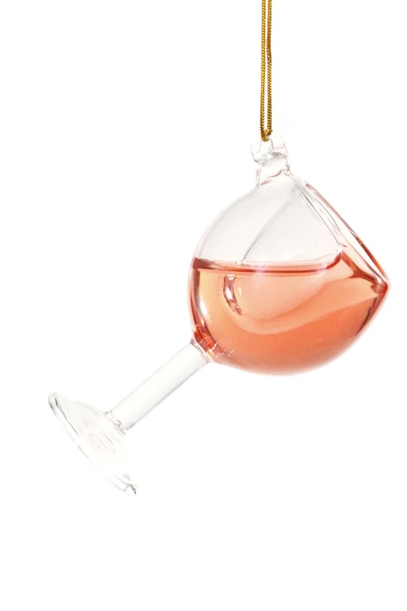 Pink Glass of Wine Ornament