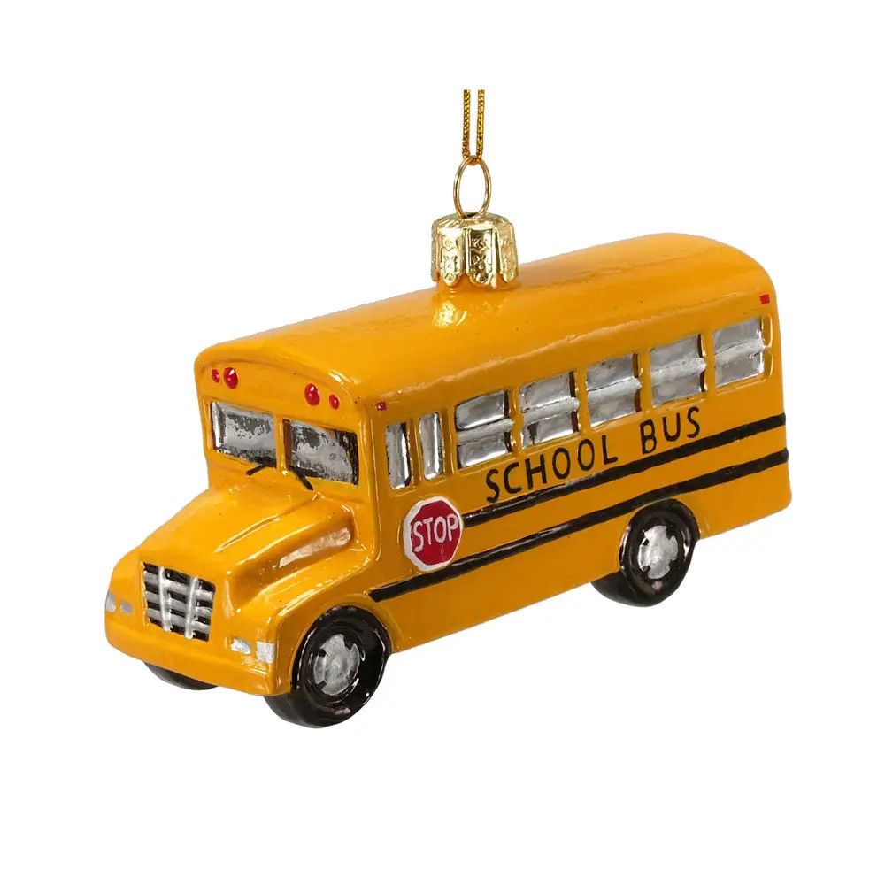4&quot;Noble Gems Glass School Bus Ornament
