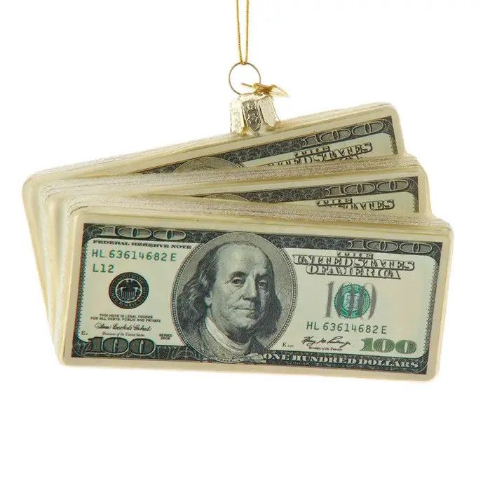 5&quot; Noble Gems Glass $100 Bills Ornament
