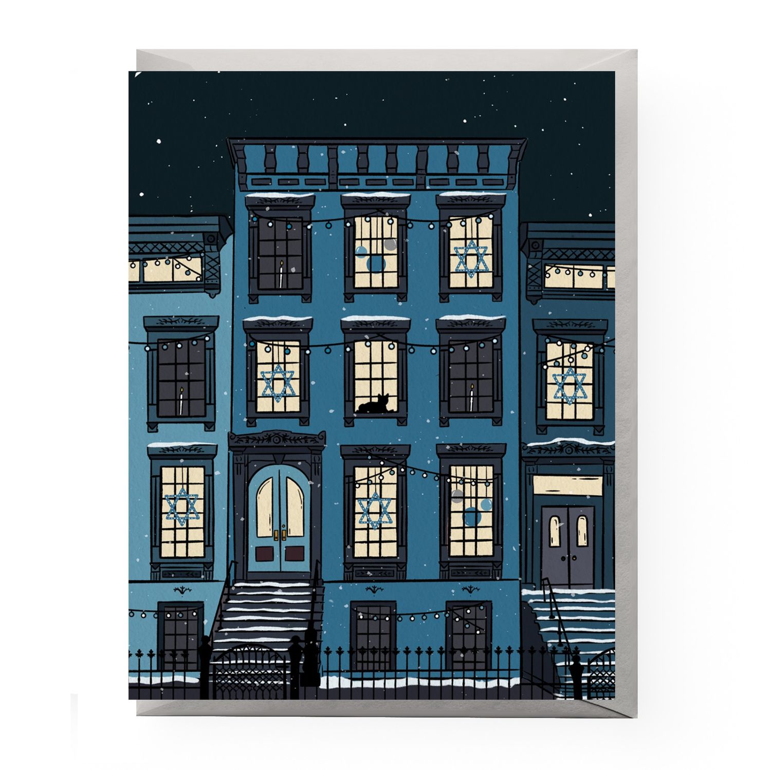 Hanukkah Brownstone Card, Size: Single
